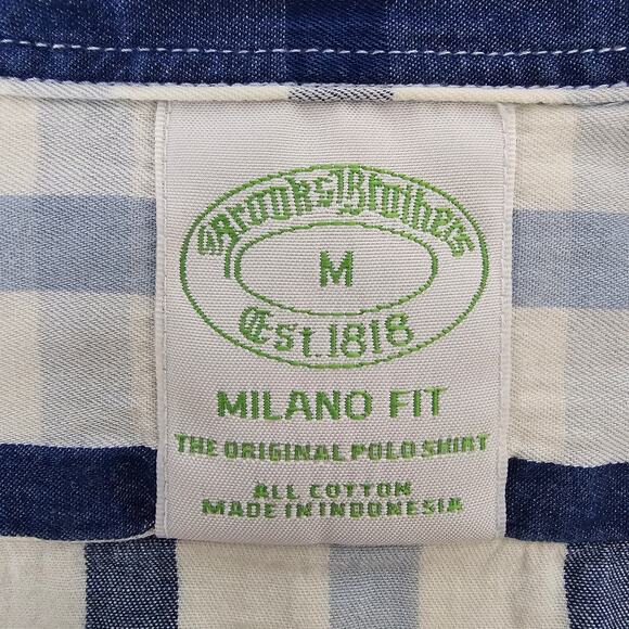 Brooks Brothers Men Shirt Milano Fit Size M Blue Navy White Plaid Button down - Picture 11 of 12